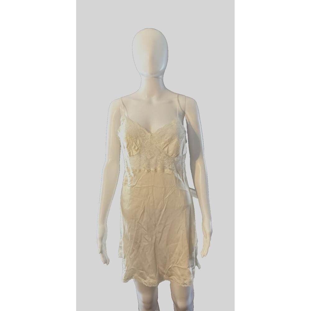 Victorias Secret Y2K Silk Chemise Slip Dress Lace Coquette Bridal Vintage SZ S
